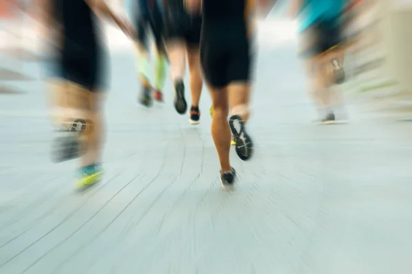 Maratoni Futás Profi Amatőr Futók Együtt — Stock Fotó