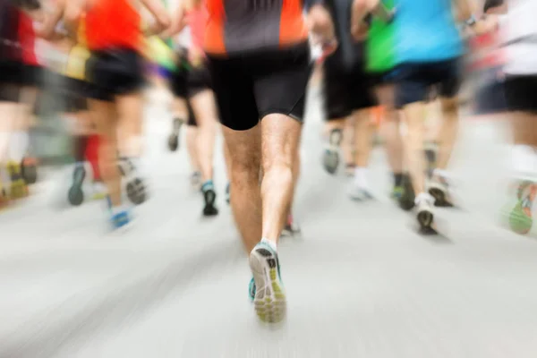 Maratona Correr Com Efeito Explosão Zoom Dinâmico Pro Amador Corredores — Fotografia de Stock