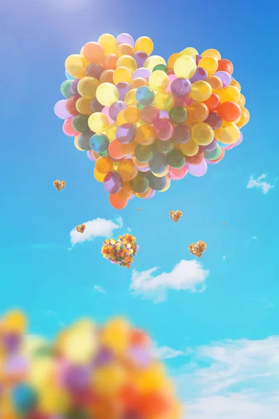 beautiful balloons on blue sky