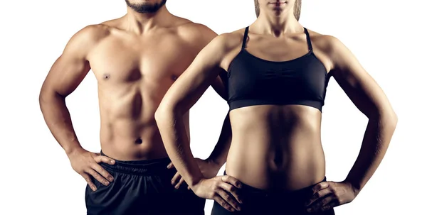 Creando Concepto Perfecto Cuerpo Superior Masculino Femenino Aislado Sobre Fondo — Foto de Stock