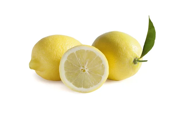 Yellow Ripe Lemons White Background — Stock Photo, Image