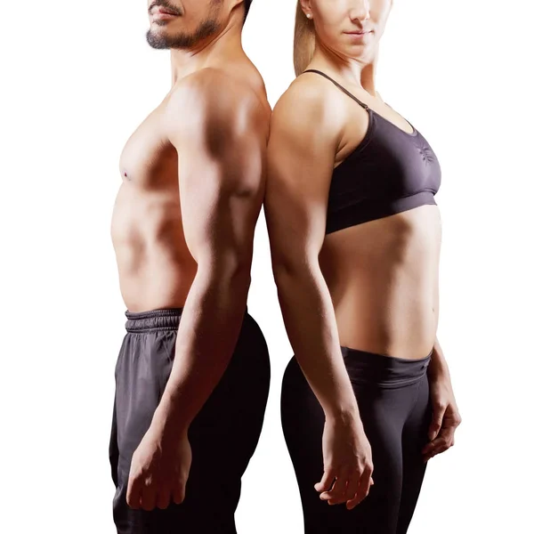 Couple Sportif Sur Fond Sombre — Photo