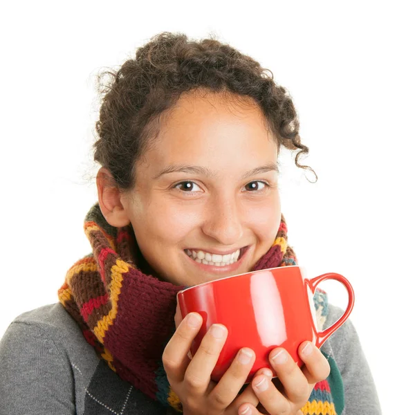 Happy Young Woman Cup Stock Photo