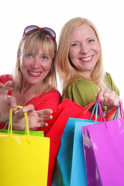 Young Women Colorful Bags Happy Shopping Stock Image