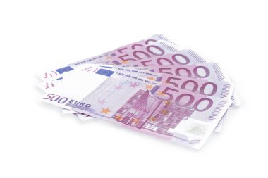 Beyaz arkaplanda avro banknotları