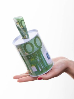 kadın el bir para tutan 