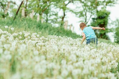 Parktaki küçük çocuk.