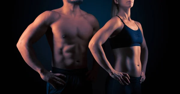 Parte Superior Los Cuerpos Masculinos Femeninos Perfectamente Formados Fitness Entrenamiento —  Fotos de Stock