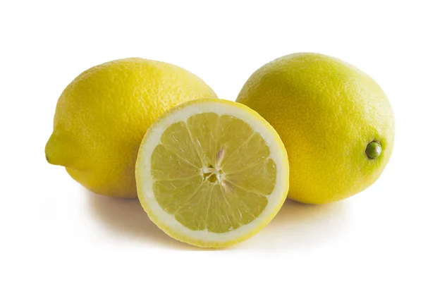 Yellow Ripe Lemons White Background — Stock Photo, Image