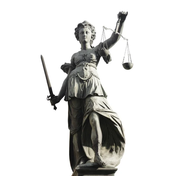 Gökyüzü ve bulutlar arka plan önünde adalet justitia sembolü. Adalet ve hukuk kavramı. 