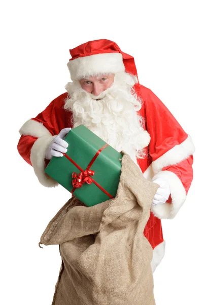 Święty Mikołaj Przebywającą Białym Tle — Zdjęcie stockowe