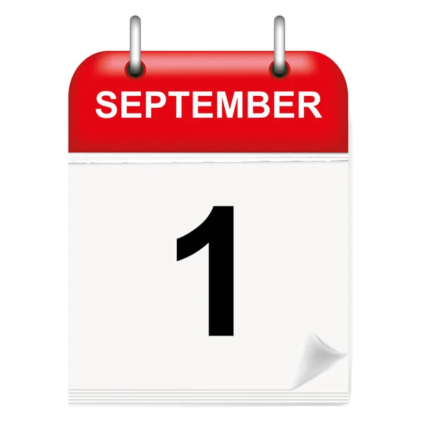 Tek yaprak halkaları, kırmızı omurga, 3d, günlük takvim, 1 Eylül, ilk
