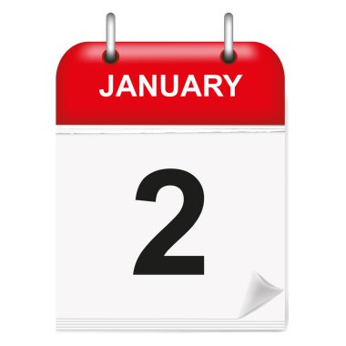 Günlük takvim Ocak günü 2. vektör çizim.