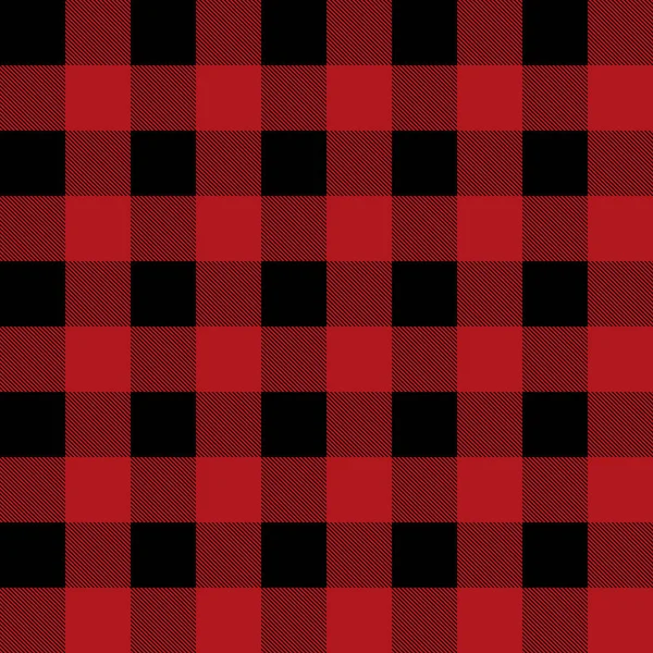 Tejido Leñador Cuadros Decorativos Negros Fondo Rojo Patrón Sin Costura — Archivo Imágenes Vectoriales