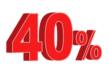 %40 yüzde indirim, indirim 3d vektör çizim