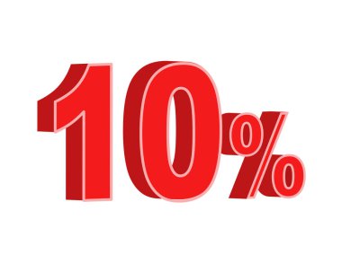yüzde % 10 indirim, indirim 3d vektör çizim