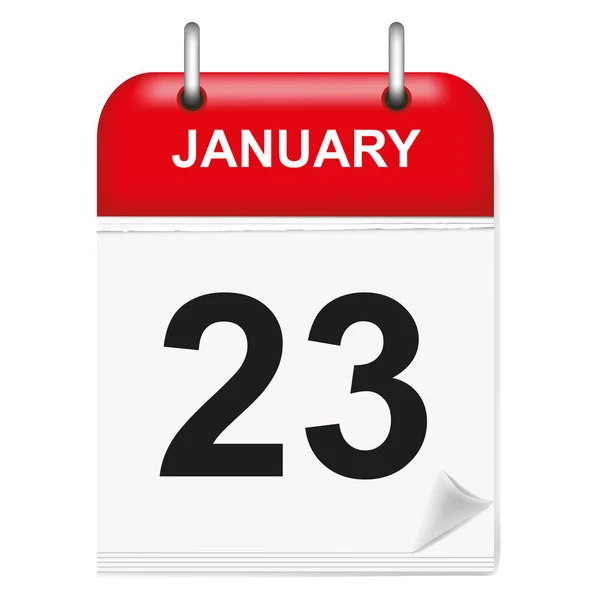 Daily Single Leaf Calendar Red Spine Month January Twenty Third — Stock Vector