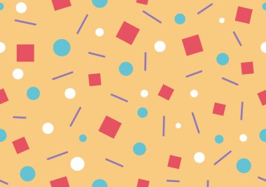 Sıcak sarı arka planda geometrik figürlerin Dikişsiz deseni.