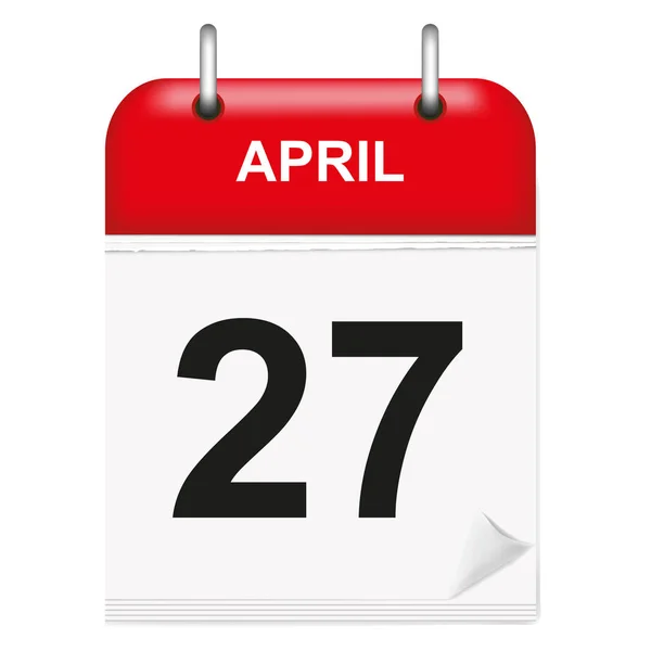 Dagelijkse Eenbladige Kalender Rode Wervelkolom Maand April Dag Vector Illustratie — Stockvector