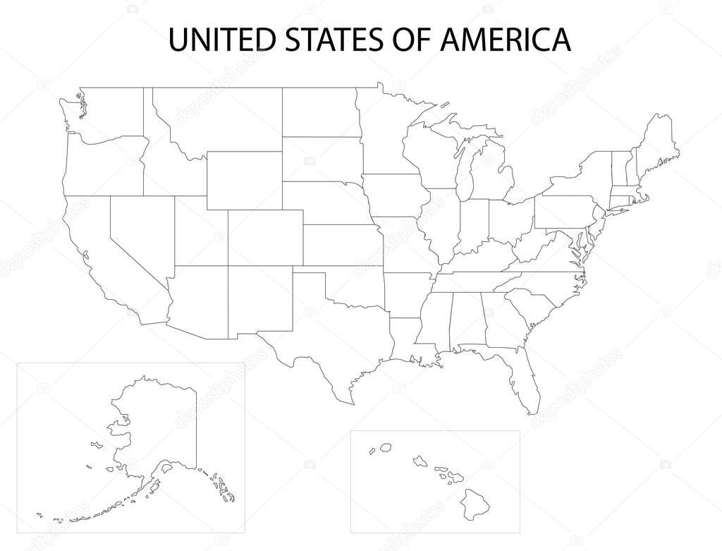 Map of United States of America, painting.Vector illustrator.