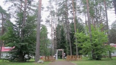 Orman arka plan üzerinde düğün kayıt çıkın