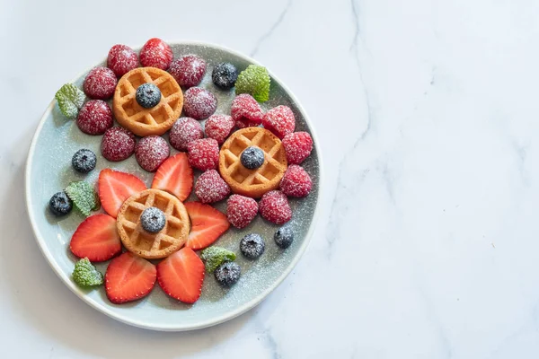 Waffle com bagas para crianças — Fotografia de Stock