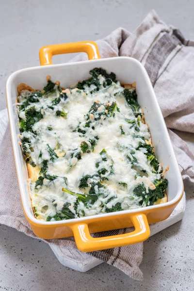 Kale Casserole with Eggs and Cheese — Stock Photo, Image