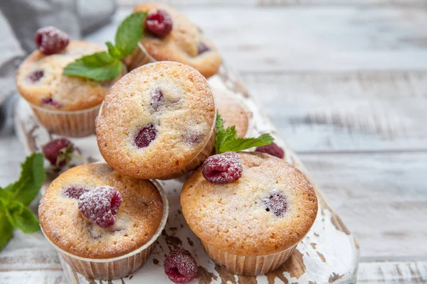 Baked Raspberry Muffins — Stock Photo, Image