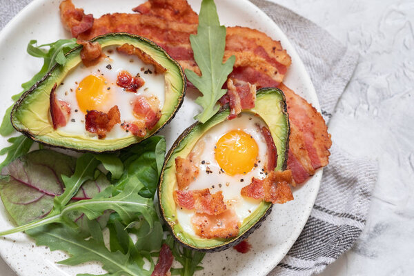 Avocado Egg Boats with bacon.