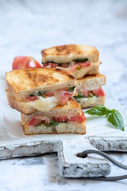 Izgara peynir caprese panini domates, mozzarella ve fesleğen ile
