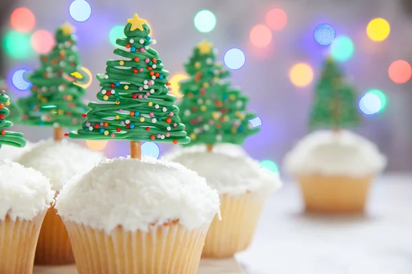 İyi Bayramlar. Noel ağacı cupcake — Stok fotoğraf