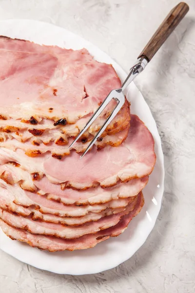 Smoked Roasted Glazed Holiday Pork Ham — Stock Photo, Image