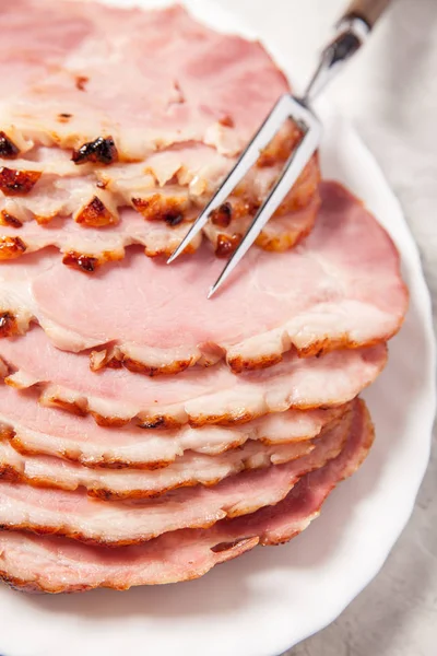 Smoked Roasted Glazed Holiday Pork Ham — Stock Photo, Image