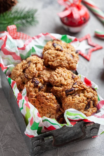 Biscotti di avena con mirtillo rosso e noce pecan — Foto Stock