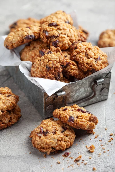 Biscoitos de aveia com cranberry e pecan — Fotografia de Stock