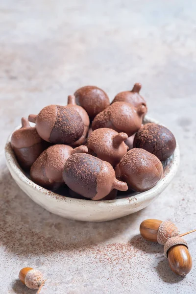 Autumn Fall Chocolade Cake Pops Eruit Acorn — Stockfoto