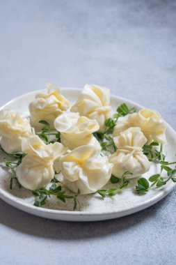 Krem peynir, sarımsak ve otlar ile doldurulmuş peynir şal