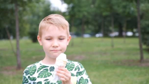 Niños divertidos niños niños pequeños comiendo helado — Vídeo de stock