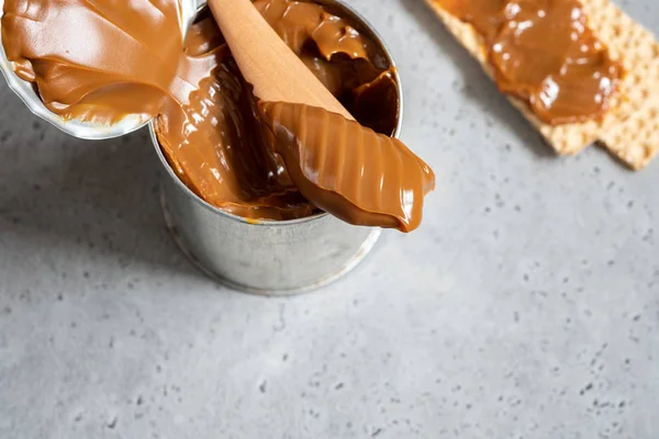 Dulce Leche Lapte Condensat Caramel Într Cutie — Fotografie, imagine de stoc