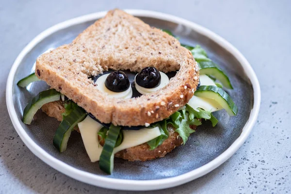 Funny spider sandwich for Halloween party — Stock Photo, Image