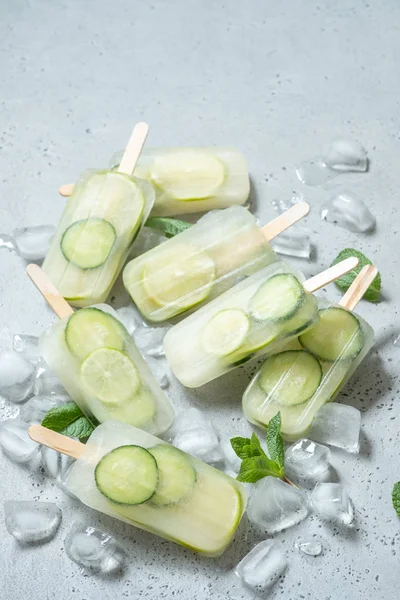 Cucumber, Green Tea and Lime Ice Cream Popsicles