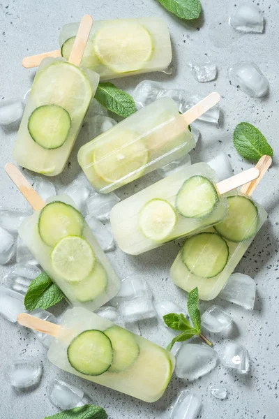 Cucumber, Green Tea and Lime Ice Cream Popsicles