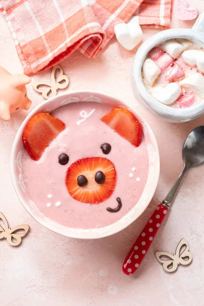 Strawberry smoothie for kids breakfast