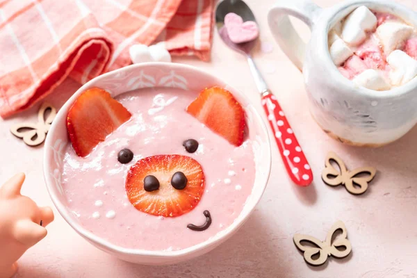 Strawberry smoothie for kids breakfast