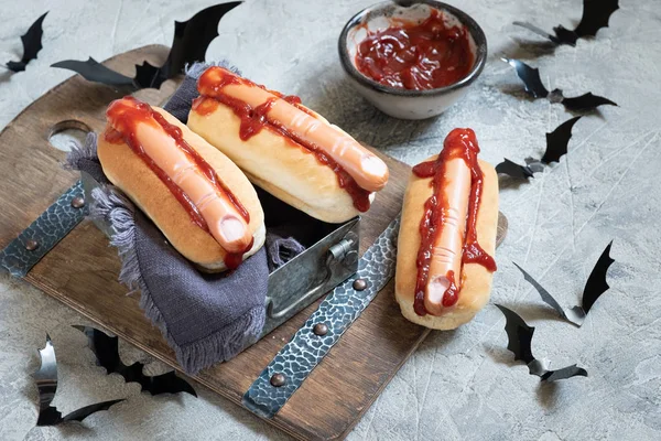 Creepy Halloween hot dog fingers