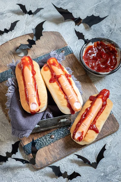 Creepy Halloween hot dog fingers