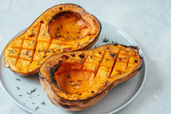 Roasted butternut squash pumpkin and herbs — Stock Photo, Image