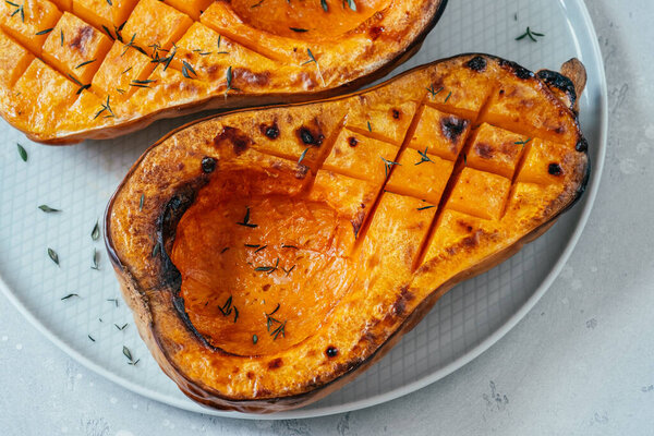 Roasted butternut squash pumpkin and herbs