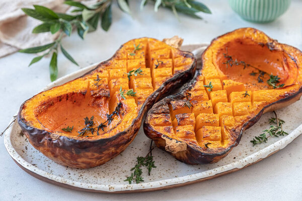 Roasted butternut squash pumpkin and herbs