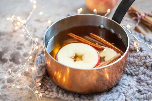 Hot apple cider with fall cinnamon and star anise — Stock Photo, Image